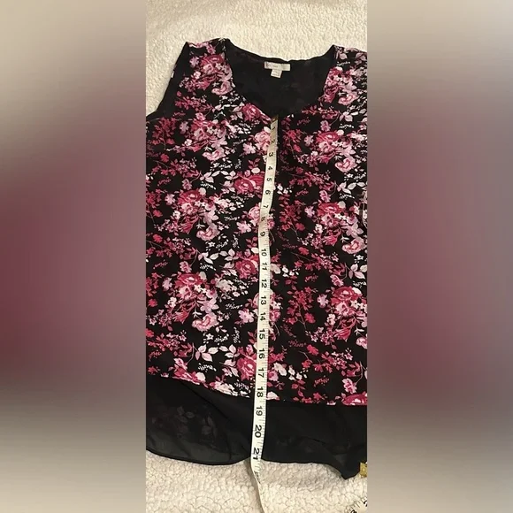 Cato Women’s Floral V-Neck Sleeveless Tank Top size Large Pink and black - Picture 7 of 9